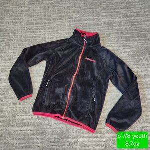 Columbia boys fleece zip up jacket black red size S 7/8